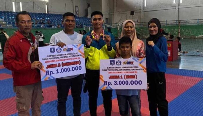 Raih Juara I Cabang Karate, M Farel Ega Al Husni Wakili Provinsi Babel Ketingkat Nasional O2SN SMA